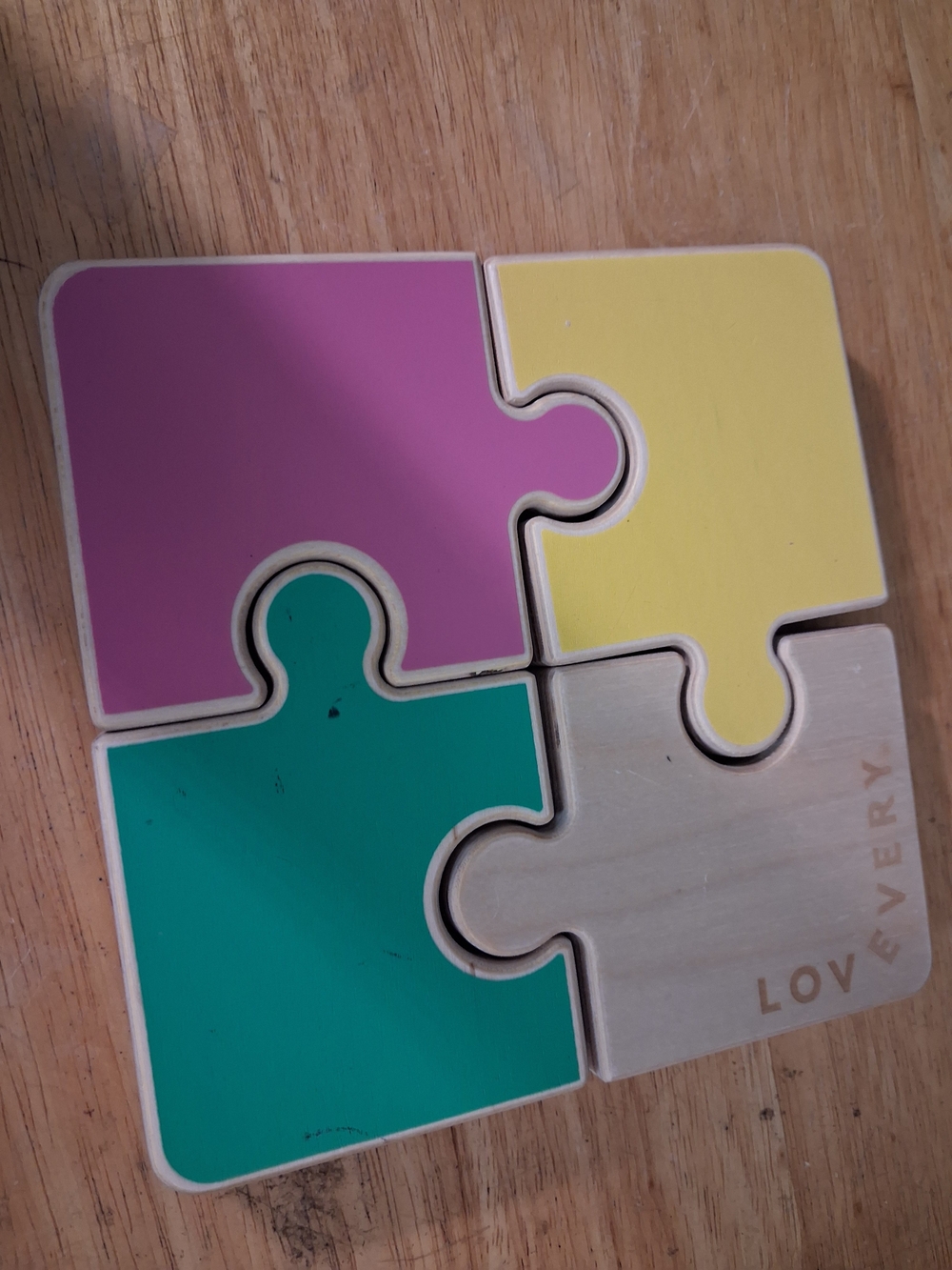 Lovevery Colorful Wooden Puzzle Blocks - Pink, Yellow, Teal, Natural